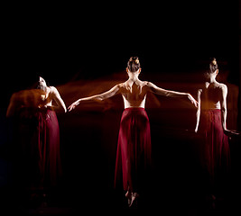 Image showing The sensual and emotional dance of beautiful ballerina