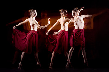 Image showing The sensual and emotional dance of beautiful ballerina