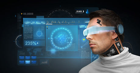 Image showing man with futuristic glasses and sensors