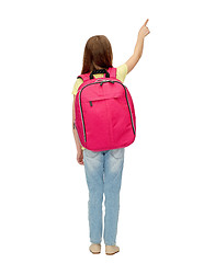 Image showing little student girl with school bag from back