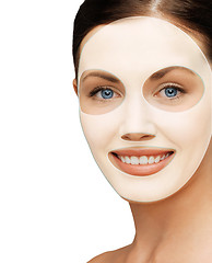 Image showing close up of woman with collagen facial mask