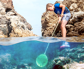 Image showing Boy with fishing net