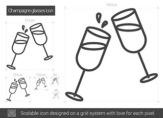 Image showing Champagne glasses line icon.