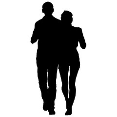 Image showing Couples man and woman silhouettes on a white background. illustration