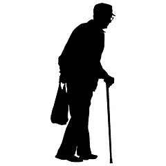 Image showing Silhouette of disabled people on a white background. illustration