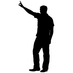 Image showing Black silhouettes man with arm raised. illustration