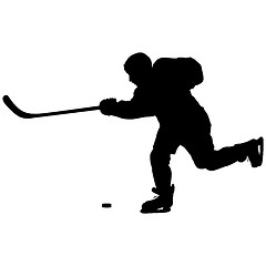 Image showing Silhouette of hockey player. Isolated on white. illustrations