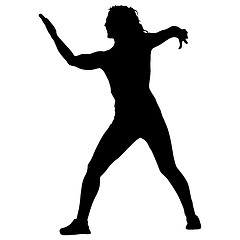 Image showing Black silhouettes of beautiful woman on white background. illustration