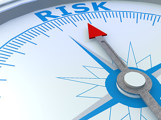 Image showing Risk word on compass isolated