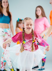 Image showing Group of man, woman and teens dancing hip hop choreography