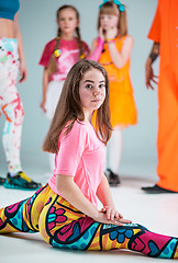 Image showing Group of man, woman and teens dancing hip hop choreography