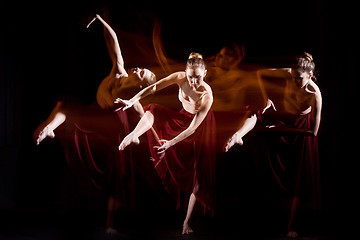 Image showing The sensual and emotional dance of beautiful ballerina