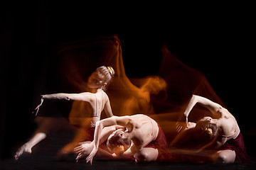 Image showing The sensual and emotional dance of beautiful ballerina