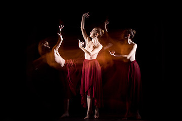 Image showing The sensual and emotional dance of beautiful ballerina