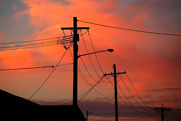 Image showing Electric line silhouettes