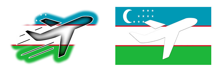 Image showing Nation flag - Airplane isolated - Uzbekistan