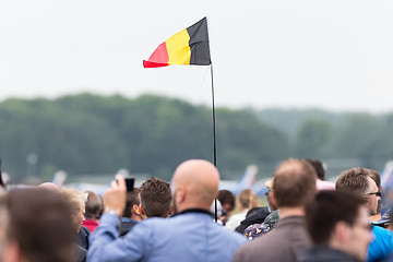 Image showing LEEUWARDEN, THE NETHERLANDS - JUNE 11, 2016: Belgium flag waving