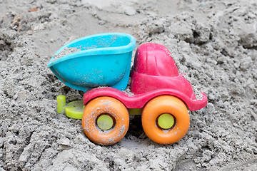 Image showing Children\'s machine in the sand