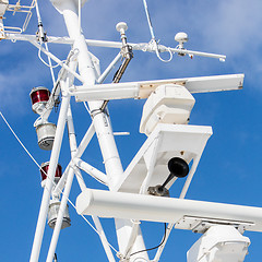 Image showing Mast of a modern ship - Selective focus