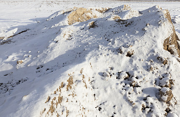 Image showing yellow sand under the snow