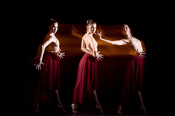 Image showing The sensual and emotional dance of beautiful ballerina