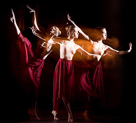 Image showing The sensual and emotional dance of beautiful ballerina