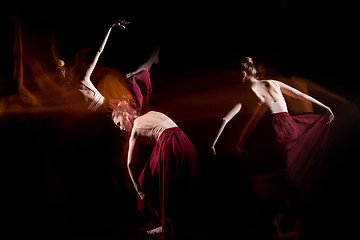 Image showing The sensual and emotional dance of beautiful ballerina