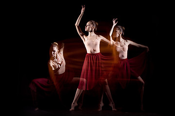 Image showing The sensual and emotional dance of beautiful ballerina