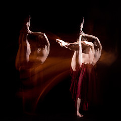 Image showing The sensual and emotional dance of beautiful ballerina