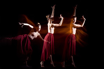 Image showing The sensual and emotional dance of beautiful ballerina