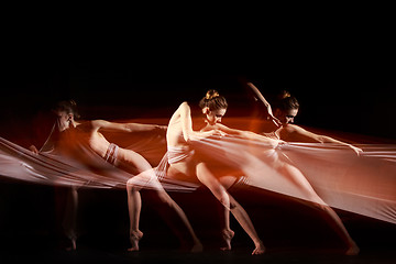 Image showing The sensual and emotional dance of beautiful ballerina