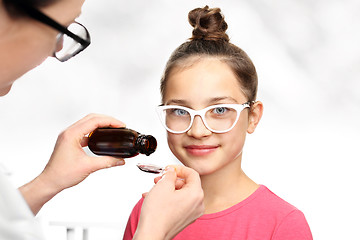 Image showing Your child is taking a drug administered on a spoon. 