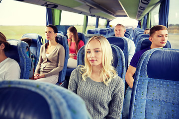 Image showing group of passengers or tourists in travel bus