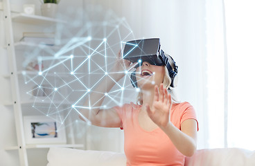 Image showing woman in virtual reality headset or 3d glasses