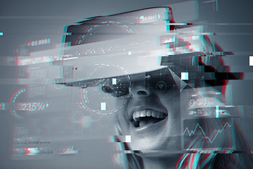 Image showing close up of woman in virtual reality headset