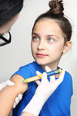 Image showing Diabetes in children, child take insulin The injection of insulin, a child with diabetes Doctor diabetologist, injection