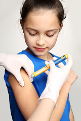 Image showing Diabetes in children, child take insulin The injection of insulin, a child with diabetes Doctor diabetologist, injection