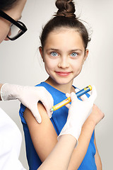 Image showing Diabetes in children, child take insulin The injection of insulin, a child with diabetes Doctor diabetologist, injection