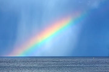 Image showing Rainbow over sea