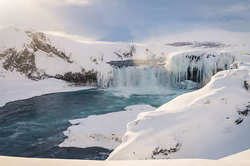 Image showing Godafoss waterfall in Iceland during winter