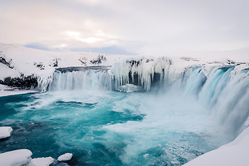 Image showing Godafoss waterfall in Iceland during winter