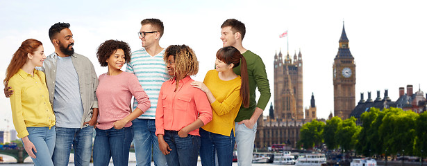 Image showing international group of happy people in london