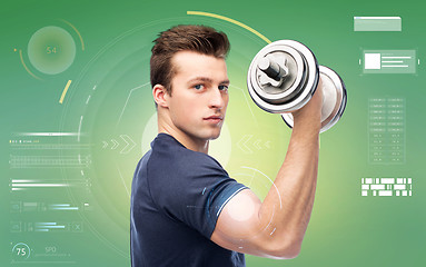 Image showing sportive young man with dumbbell
