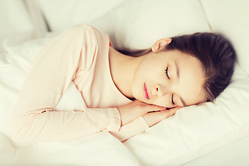 Image showing girl sleeping in bed at home