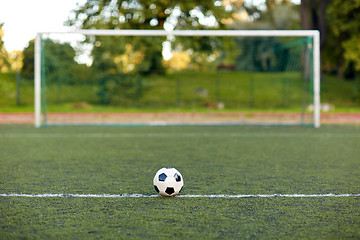 Image showing soccer ball and goal on football field