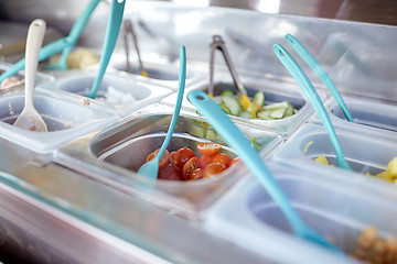 Image showing containers with food at restaurant kitchen