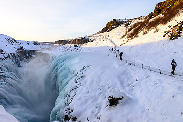 Image showing Amazing Gullfoss waterfall in winter