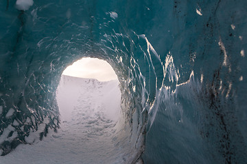 Image showing Ice cave on Eyjafjallajokull glacier in Iceland 