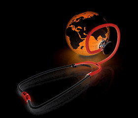 Image showing stethoscope and globe.3d illustration