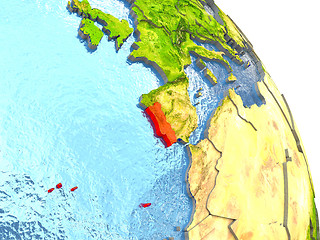 Image showing Portugal on Earth in red